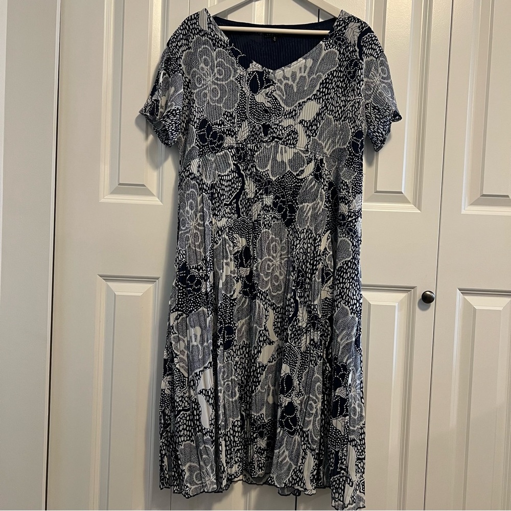Blue and White Floral Dress - like new